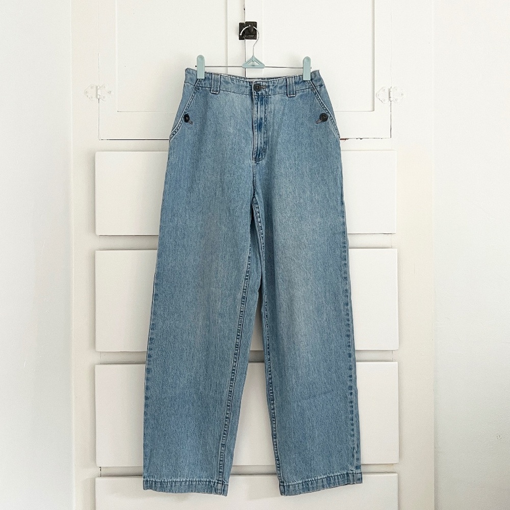 Vintage Lee 100% Cotton High Rise Straight Leg Jeans Light Wash 27
